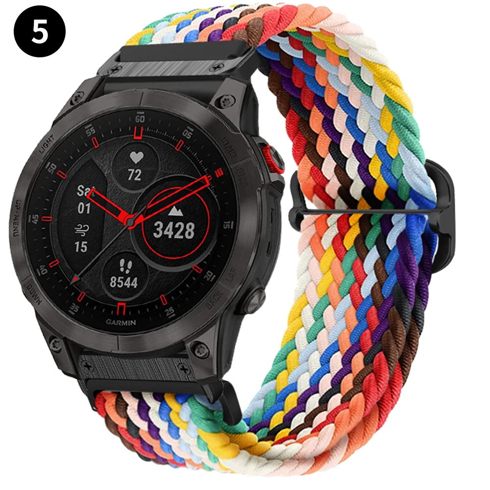 QuickFit 22 مللي متر 26 مللي متر حزام مطاط من النايلون المضفر لـ Garmin EPIX GEN2 Fenix7 7X Solar/6X 6XPro 5XPlus Enduro 2 حزام الساعات