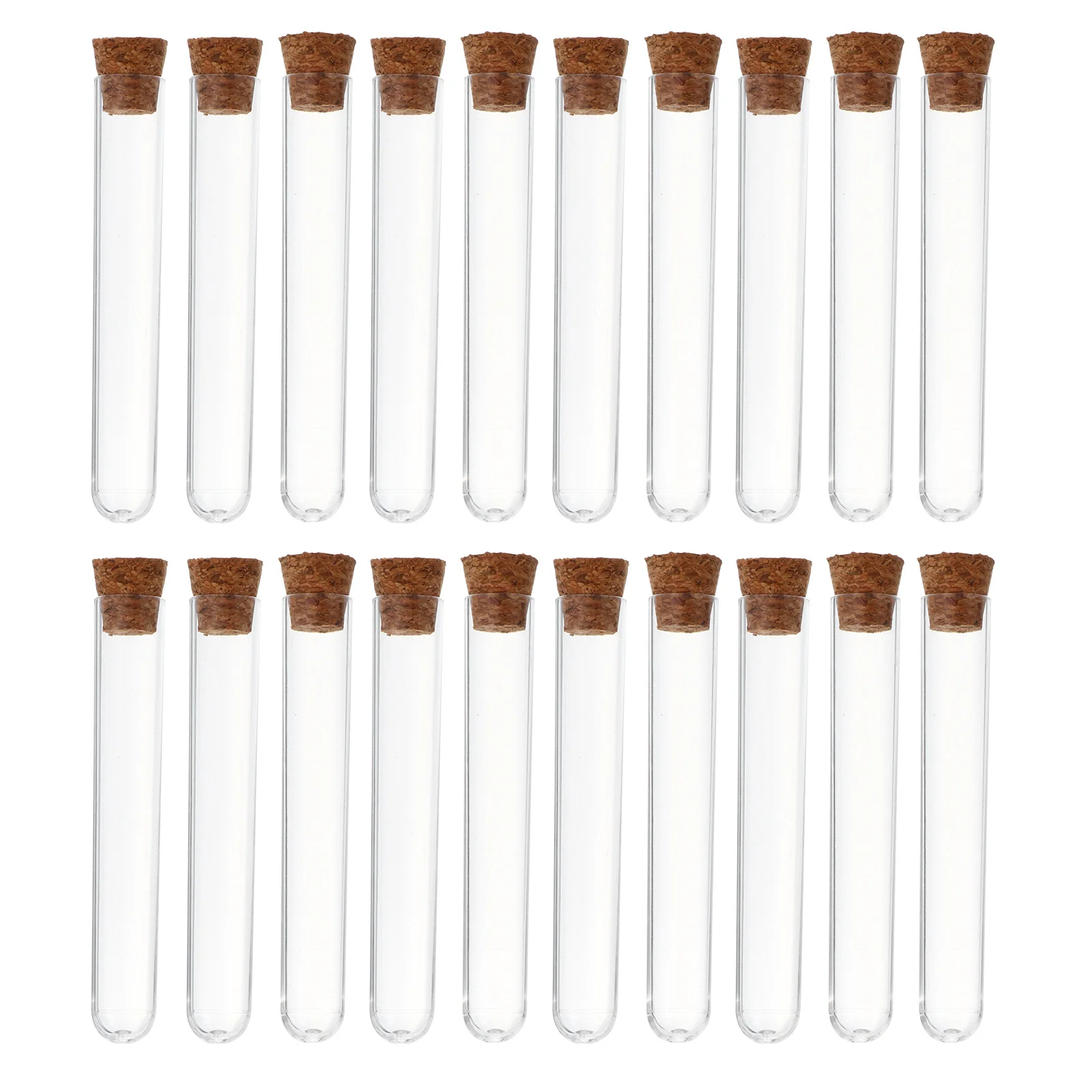 35Pcs Test Tubes Plastic Tubes with Cork Stoppers Transparent Liquid Storage Containers for Scientific Experiments School