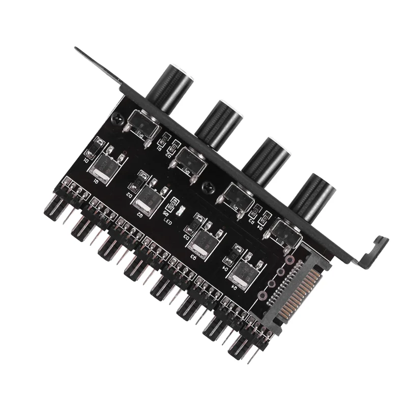 

AS95-5X Pc 8 Channels Fan Hub 4 Knob Cooling Fan Speed Controller For Cpu Case HDD VGA Pwm Fan Pci Bracket Power By 12V