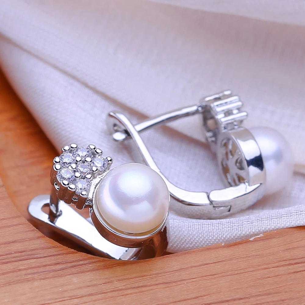 FENASY Natural Freshwater Pearl Earrings For Women Fashion Jewelry Classic 925 Sterling Silver Stud Earrings Idea Gifts