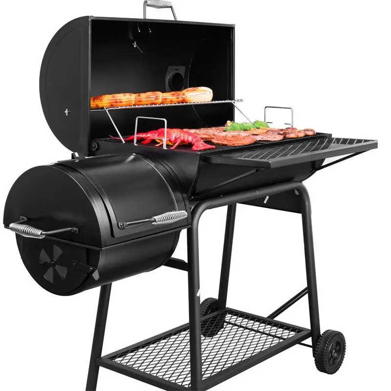 Black Household Patio Chrome Large Campfire Barbecue Smoke Stove Camping Bbq Grills Charcoal Kamado Grill Outdoor