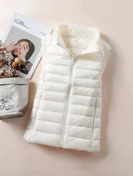 0-10℃ Ultra Light Women Down Vest 2024 New Autumn Winter Sleeveless Thin Jackets Windproof Female Feather Quilted Waistcoat