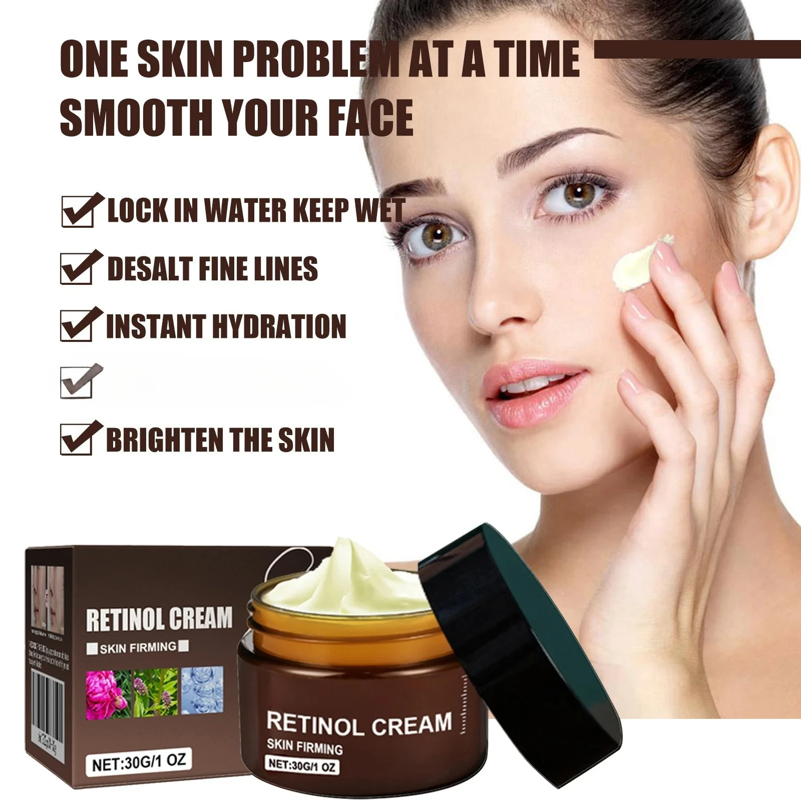

Double retinol face cream reduces fine lines and wrinkles, tightens and lifts skin barrier, brightens skin and moisturizes