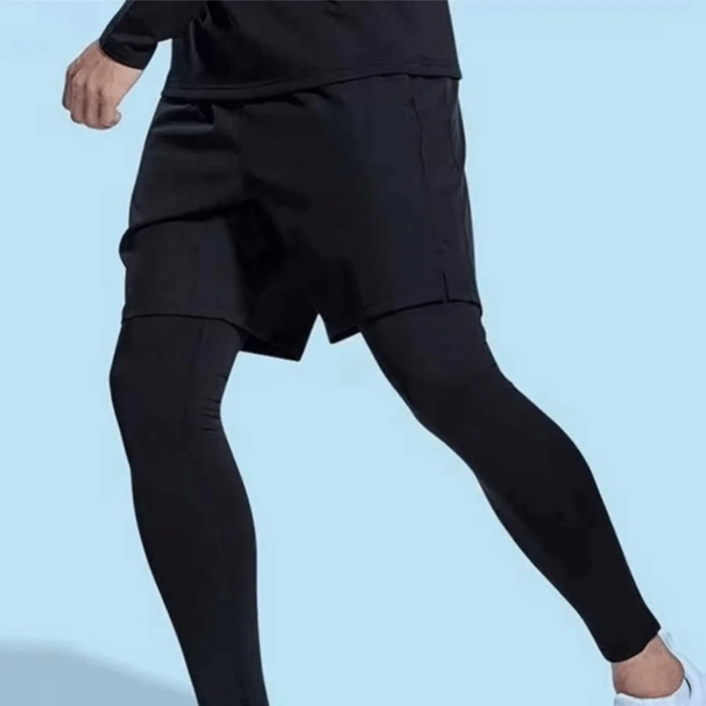 2 in 1 Basketball Tights Jogging Tights Sweat Wicking Sport Running Shorts Breathable Quick Dry Men Compression Sports Tights