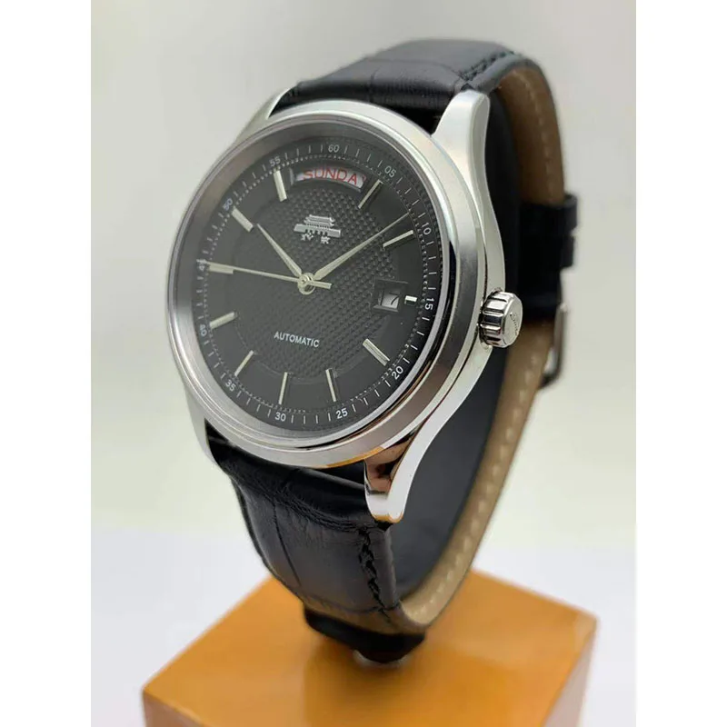 Reloj Mecánico clásico de acero inoxidable para mujer, cronógrafo con esfera de uñas de París, doble Calendario, resistente al agua, cristal de zafiro, 41,5mm