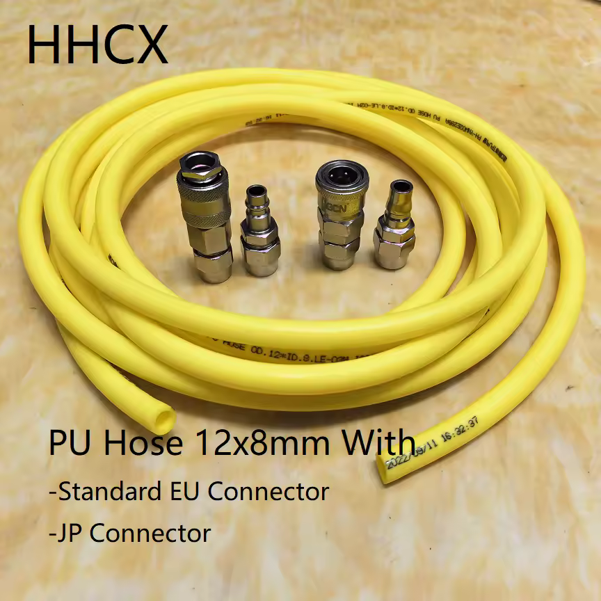5/10/15/20Meters Yellow PU Hose 12x8mm Polyurethane Air Compressor Tube Tool Trachea 12*8mm With Standard EU/JP Connector
