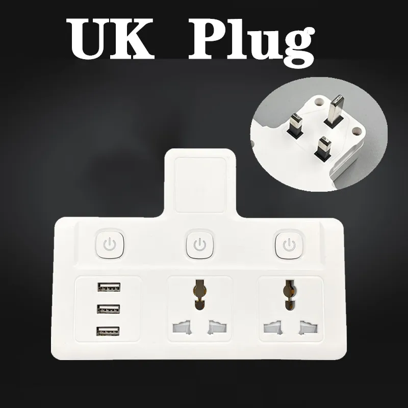 White 2 Way Plug Extension with 2 USB Multiplug Wall Socket Extension with Individually Switches and Neon Indicators 13Amp Exte