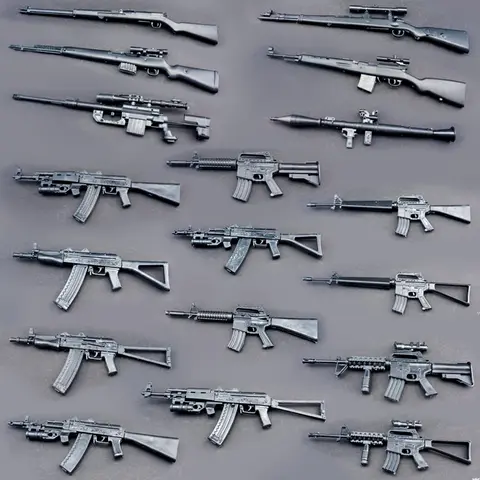 18pcs/set 1/6 4D Gun AK47 M16A1 SVT-40 Plastic Assemble Model Nostalgic Soldiers Weapons Rocket Launcher For 12" Action Figure