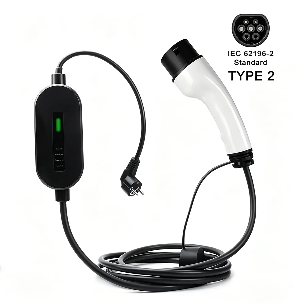 16A Tragbares EV-Ladegerät Typ 2 IEC62196-2, Schuko-Stecker 3,6kW EV-Ladekabel 3,5/5M für Europäische Standard-Elektroautos
