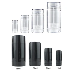 10pcs 15ml 30ml 50ml 75ml Empty Black Deodorant Bottle Twist Up Stick Tube Round Bottom Filling Stick Deodorant Container Travel
