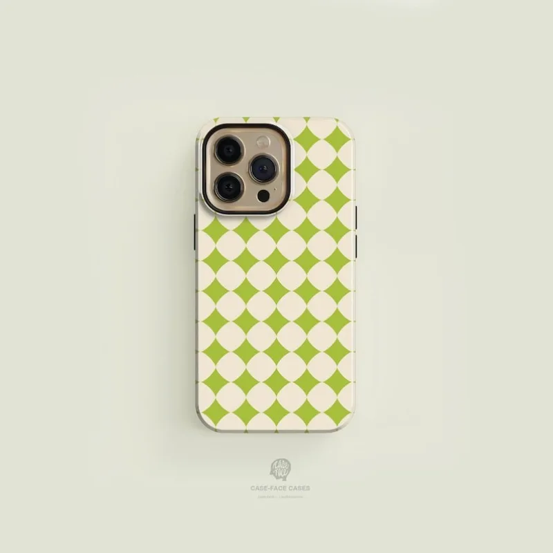 Diamond Patterned Green Cream  Case For IPHONE 16ProMax 15 14 13 12 11 PRO Plus Acrylic TPU Two in one Magnetic Phone Cases