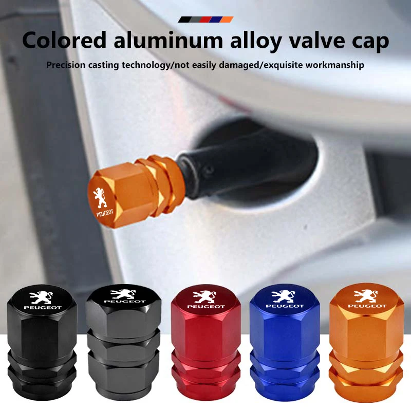 سبائك الألومنيوم سيارة عجلة الاطارات صمام قبعات الغبار الإطارات صمام قبعات اكسسوارات لبيجو 307 106 206 308 208 407 508 406 207