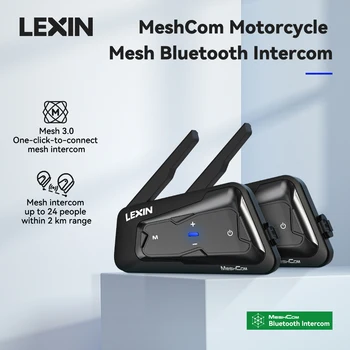 Lexin-meshcom 2pcs motorcycle MESH & Bluetooth headset intercom with mesh communication system, parallel audio-intercom