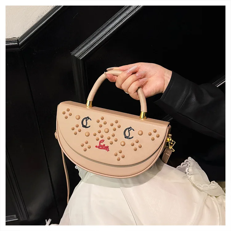 

Hot-selling Fashion Trend Semi-round Bag Designer Luxury Nail Handbag Paris High-end Texture Underarm Shoulder Bag Women