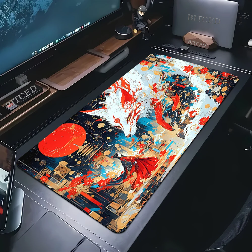 Fox Large Gaming Mousepad XXL Gamer Mouse Pad 50x100cm Office Long Table Accessories Kawaii Desk Mat For Give a gift to a girl