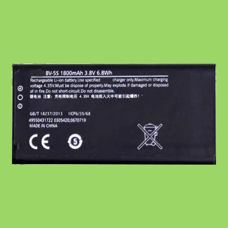 

BV-5S Mobile Phone Battery Stable Reliable Power For Nokia X2 X2DS 1013 X+ X Plus BV 5S 1800Mah