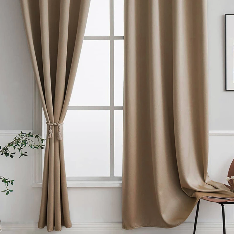 Solid Brown Curtains for Living Room Bedroom Window Curtain for Hall Door Tende Blinds Drapes Elegant Cortinas Ins Rideaux Panel