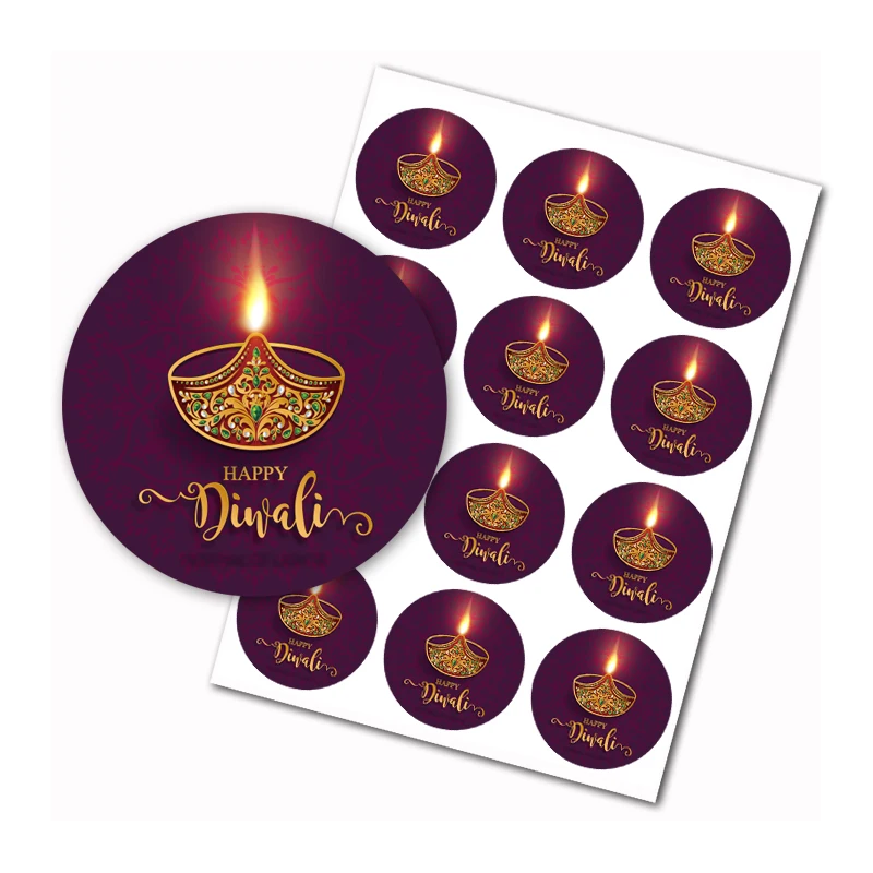 Happiness Happy Diwali - Light Festival Party Round Candy Sticker Gift - Chocolate candy Label .Order 2