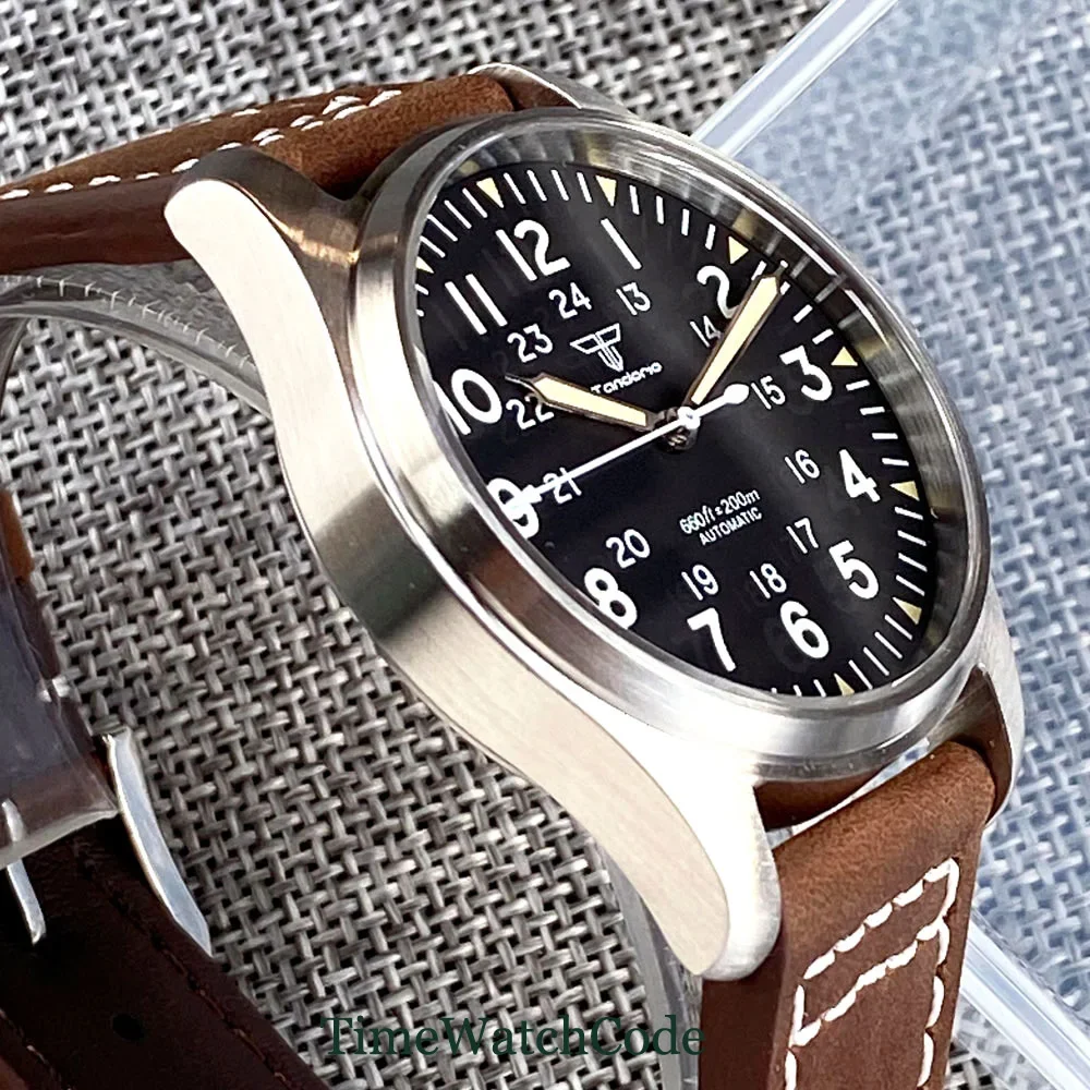 Automatische Pilotenuhr für Herren, 39 mm, Miyota8215, 20 bar, wasserdicht, mechanisch, Retro-Fliegeruhren, Saphirglas, 316L-Stahl – Detail 4