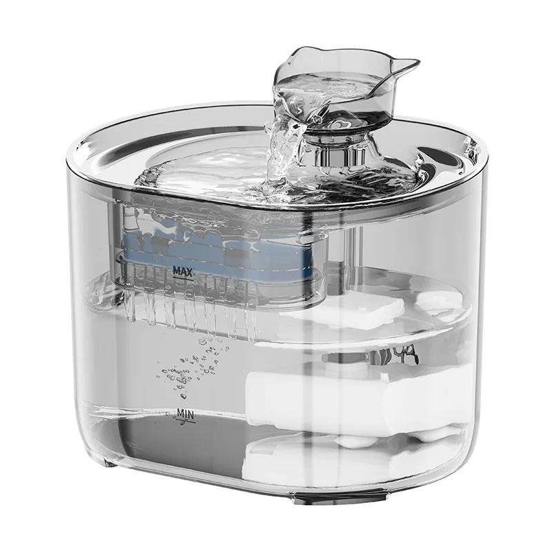 Fontaine à eau pour chat de 2,2 L, eau fraîche en circulation, niveau d'eau visible, facile à nettoyer, distributeur automatique pour petits chats et chiens.
