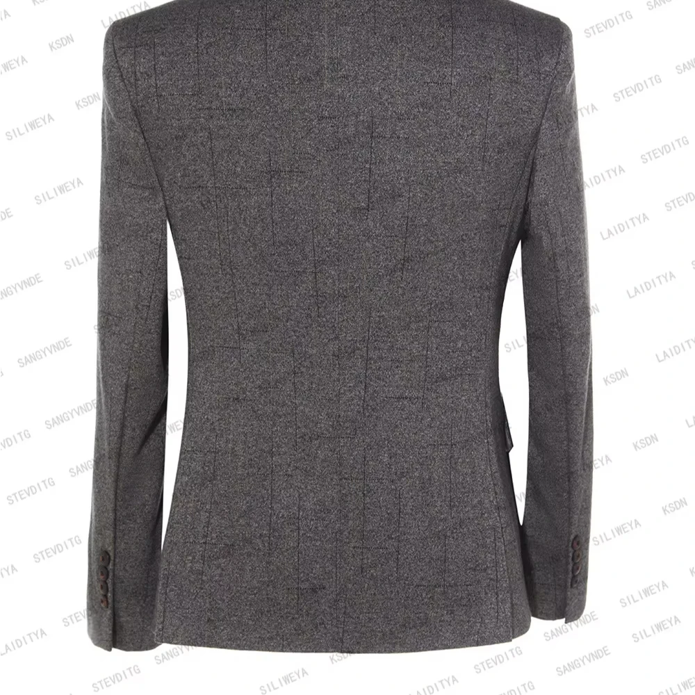 رمادي الراقية الرجال الدعاوى الرسمية الأعمال مكتب رداء غير رسمية العلامة التجارية بوتيك الأزياء الفاخرة العريس حفل زفاف سهرة 3 قطع