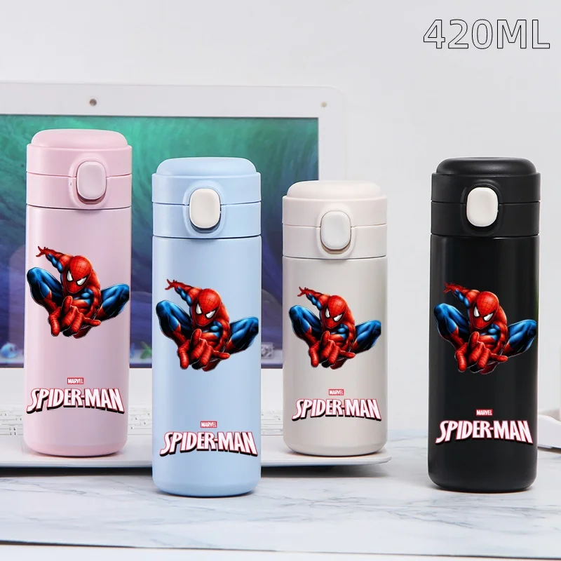 Marvel Spiderman 420ML izolowany kubek ze stali nierdzewnej o dużej pojemności Anime Cartoon butelki na wodę kubek wody pitnej prezenty dla studentów