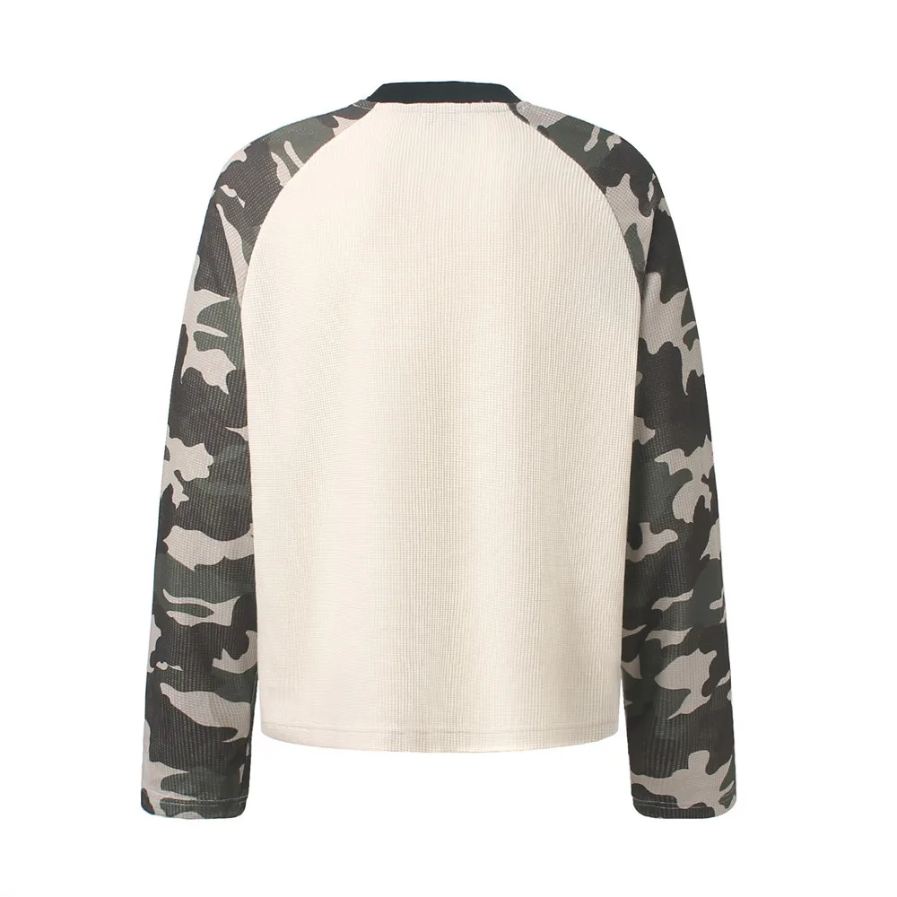 MWJLPWQ Camouflage Patchwork Color-Blocked Raglan Sleeve Long-Sleeve T-Shirt Men Ins Street Style Letter Print Tops Spring 20381