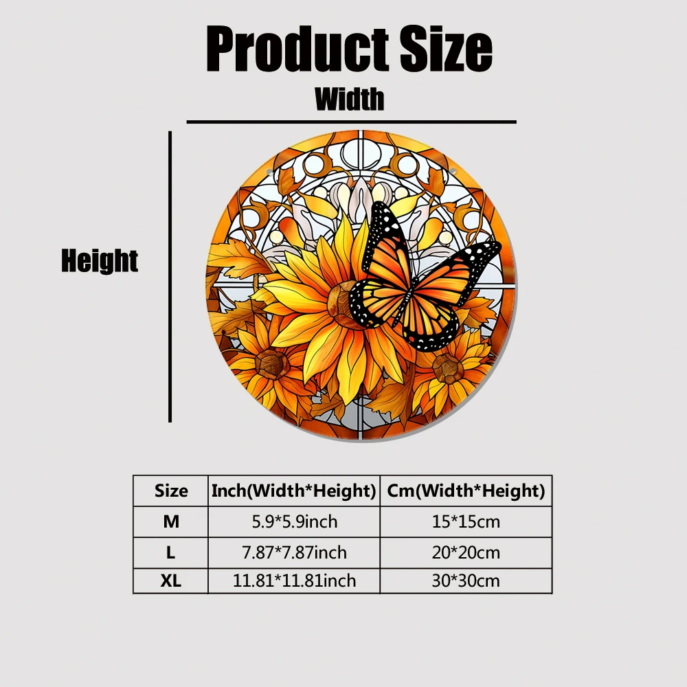 

1 pc nice Butterfly sunflower Window Hangings with Chain Stained Acrylic Panel Stain Glass Baby Room Decor