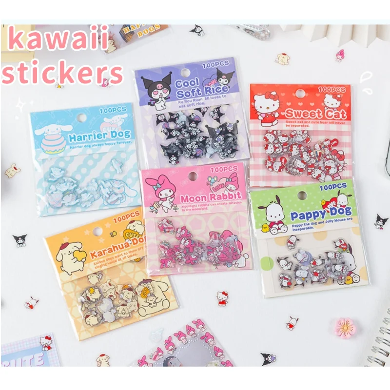 

kawaii Sanrio transparent waterproof cute stickers bag diy diary decoration material stickers cartoon korean stationery children