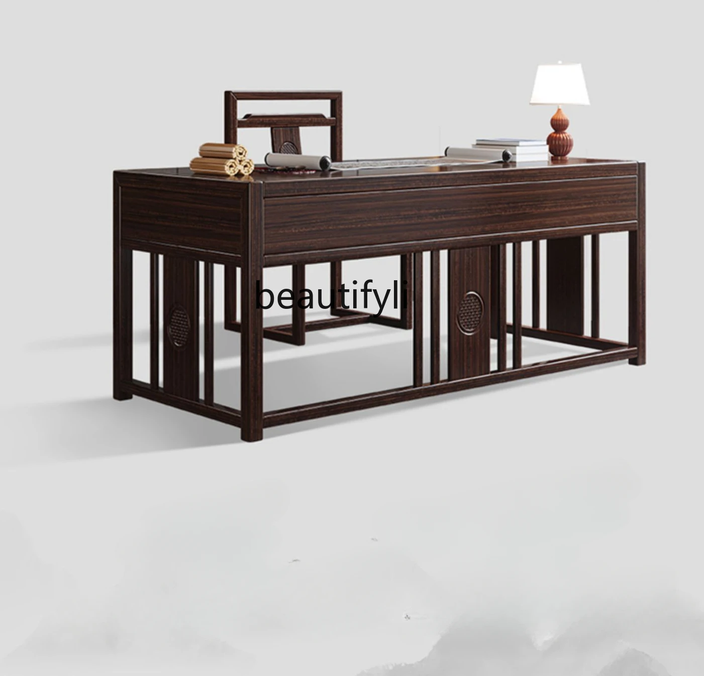 

New Chinese Style Ugyen Wood Solid Wood Desk Chair Modern Chinese Calligraphy Writing Desk Study Zen