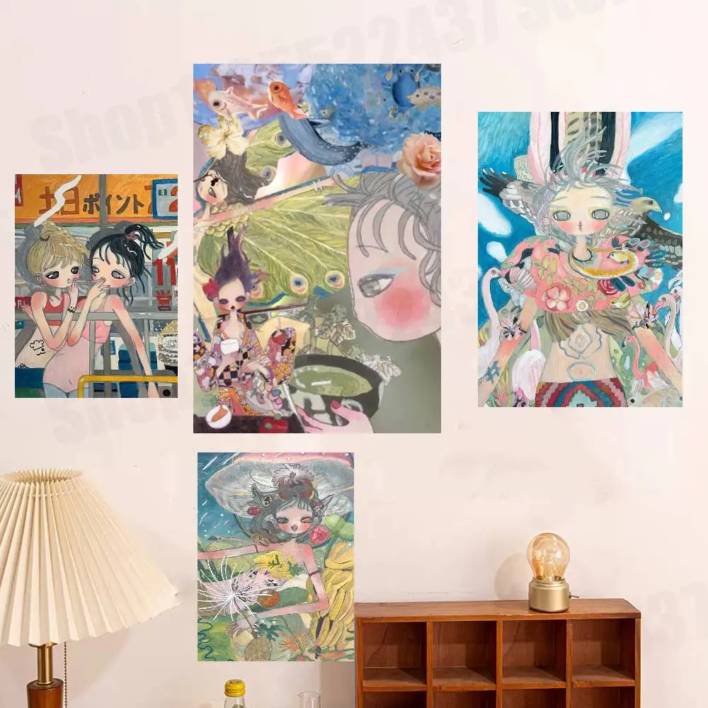 

Aya T-Takano Japanese painter Vintage Retro Poster Sticker Classic Art Painting for Home Bedroom Cafe Office Wall Decor