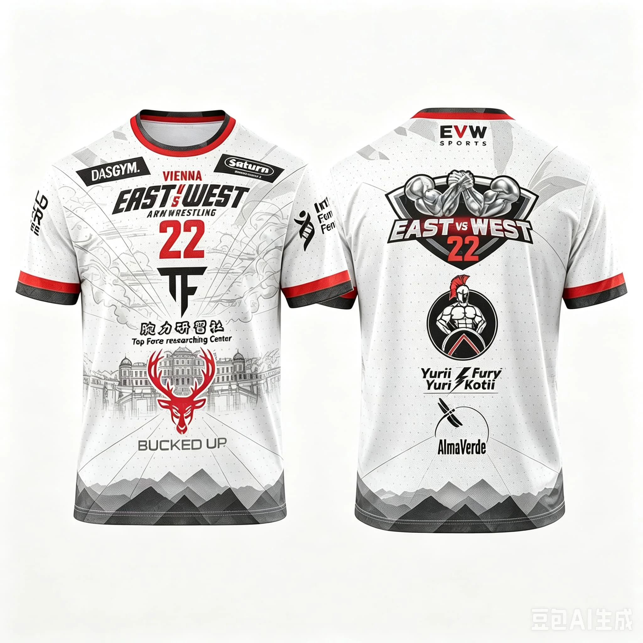 The East Vs West Series 24 Armdrücken T-Shirt Atlantic City Sporttrikot Herren Schnelltrocknend Fitness Gym T-Shirt Familien-Set – Detail 9