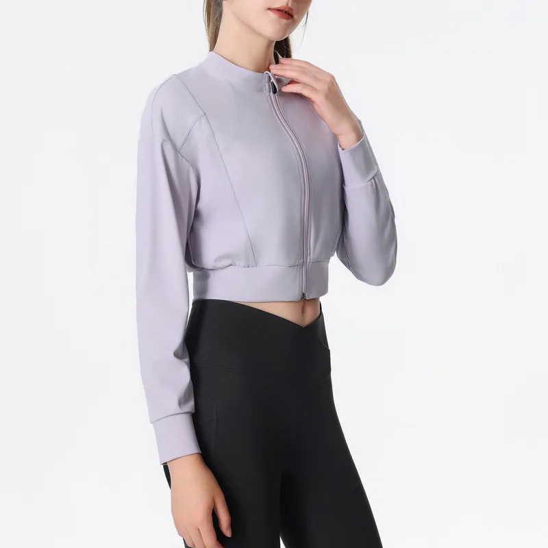

New Stand Collar Slim Sports Jacket Yoga Suit Women's Autumn And Winter Running Long Sleeve Jacket Fast Drying Training Fitness