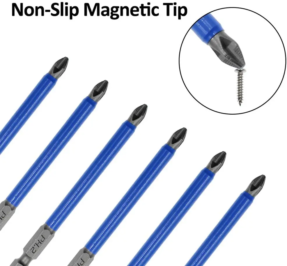 10 Chiếc 90Mm PH2 Chéo Bit Đầu Mũi Khoan Vít Bit Dụng Cụ Cầm Tay Chống Trượt Điện Chuôi Lục Giác Từ Tua Vít mũi Khoan
