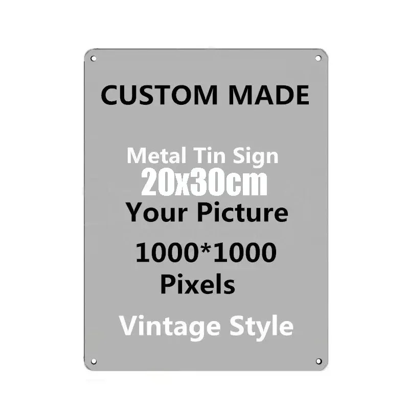 Waterproof 2D Flat Customizable Vintage Metal Plaque 20×30cm Personalized Photo Home Bar Wall Plaque