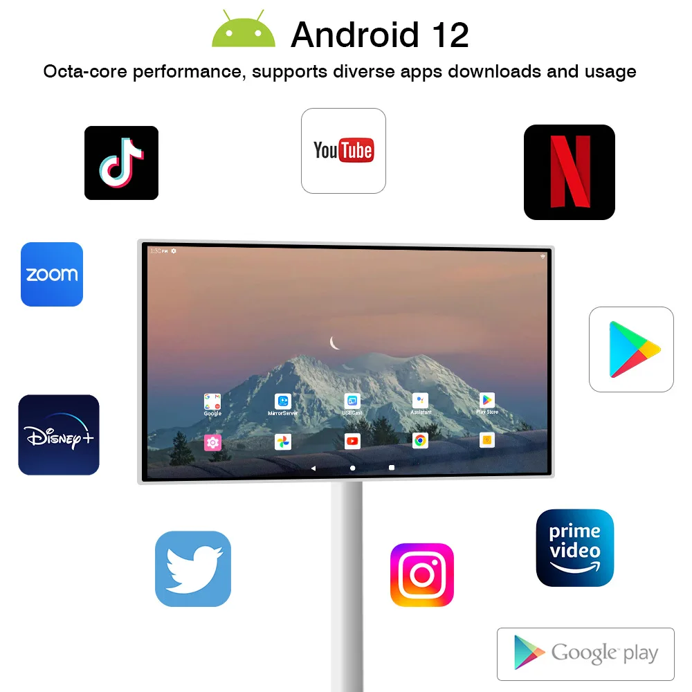 27inch Movable Touch Screen Rotating 4G Android Smart Tablet TV Standby Me Smart Television Fitness Portable Monitors