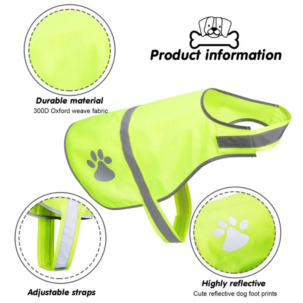 Adjustable Dog Reflective Vest New Fluorescent High Visibility Dog Jacket Protect Your Puppy Outdoor Dog Clothes