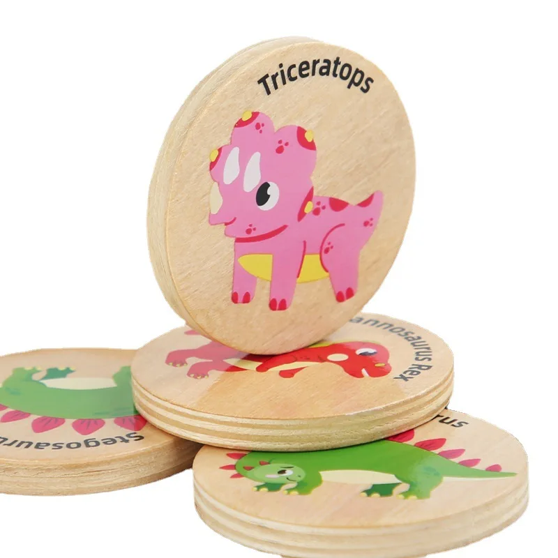 Children Wooden Toy Memory Find The Same Dinosaur Matching Jigsaw Puzzle Game Montessori Baby Educational Toys For Kids
