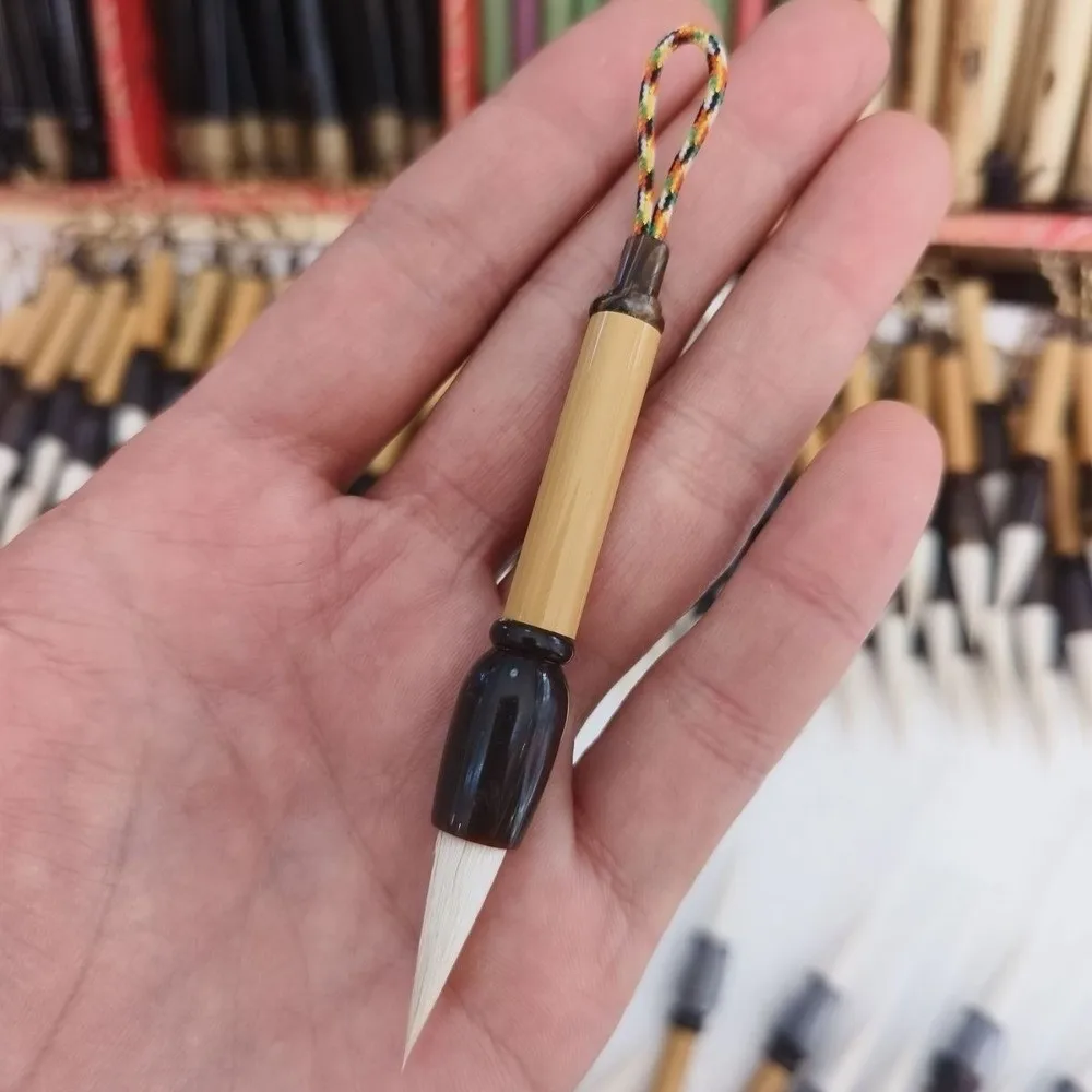 Portable Mini Chinese Calligraphy Brush Bamboo Handle Small Pocket Size Writing Brush Beginner-Friendly Reusable