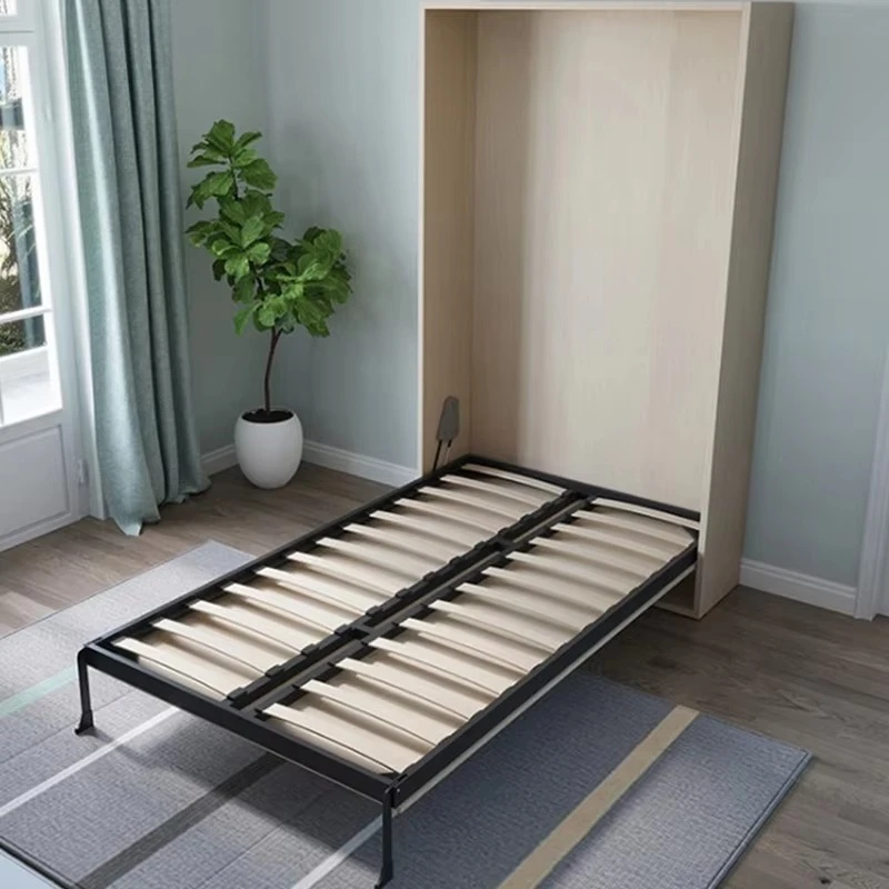 Topcent Space-Saving Vertical Double Wall Bed Folding Murphy Sofa Panel Wood Style Home Furniture Convenient Folding Mechanism
