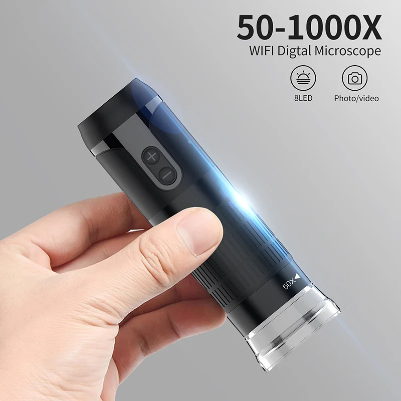 Kabelloses Digitalmikroskop 1080P HD 50-1000X Vergrößerung WLAN-Mikroskopkamera mit LED-Beleuchtung für iOS Android PC Inspektion – Detail 1
