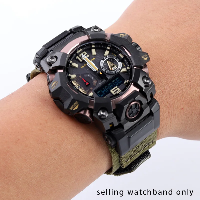 Canvas wristband for Casio G-SHOCK third-generation Big Mud King GWG-B1000, easy to modify and paste nylon watch strap accessori