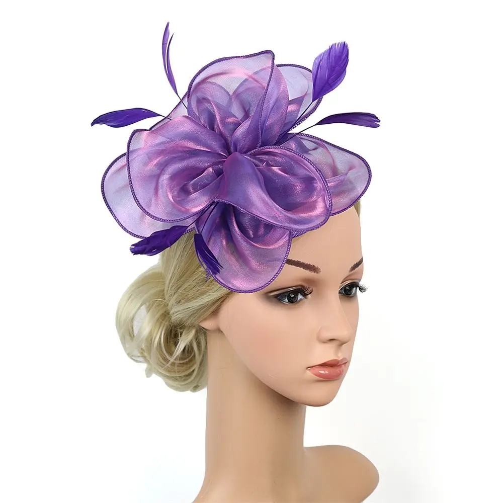 Accessories Flower Mesh Headband Royal Ascot Race Wedding Fascinator Hats Headwear Feather Flower Headband Cocktail Tea Party