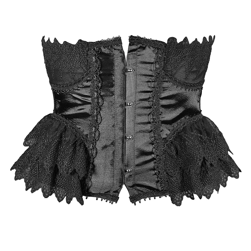 

Short Steel Bones Floral Lace Underbust Corset Palace Princess Lolita Black