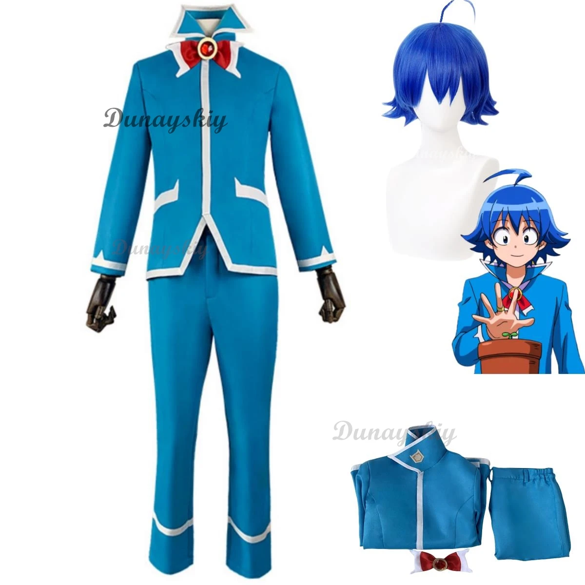 Anime Welcome To Demon School Cosplay Costume pour homme, perruque bleue, uniformes scolaires, Halloween, carnaval, imbibé, Iruma-kun Suzuki Iruma