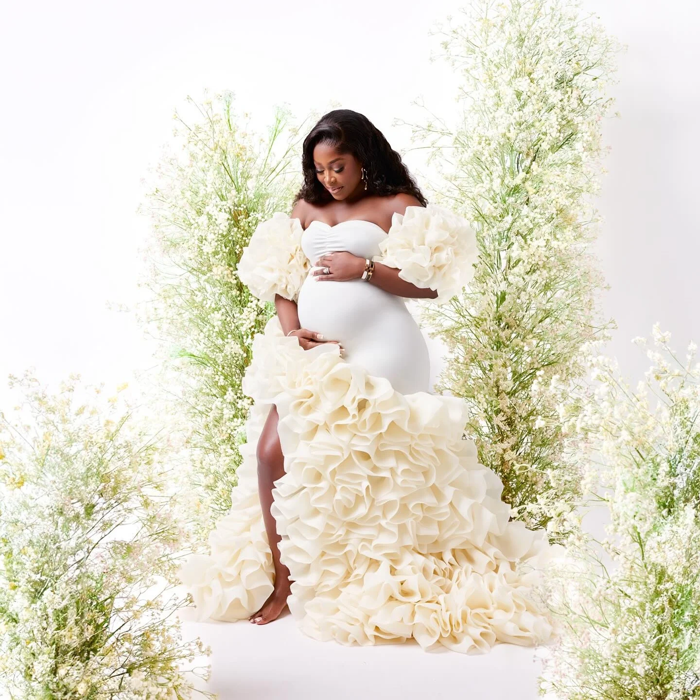 

Сексуальные платья для беременных с рюшами для фотографии, женский халат русалки для выпускного вечера, фотосессия, индивидуальные платья со складками для детского душа