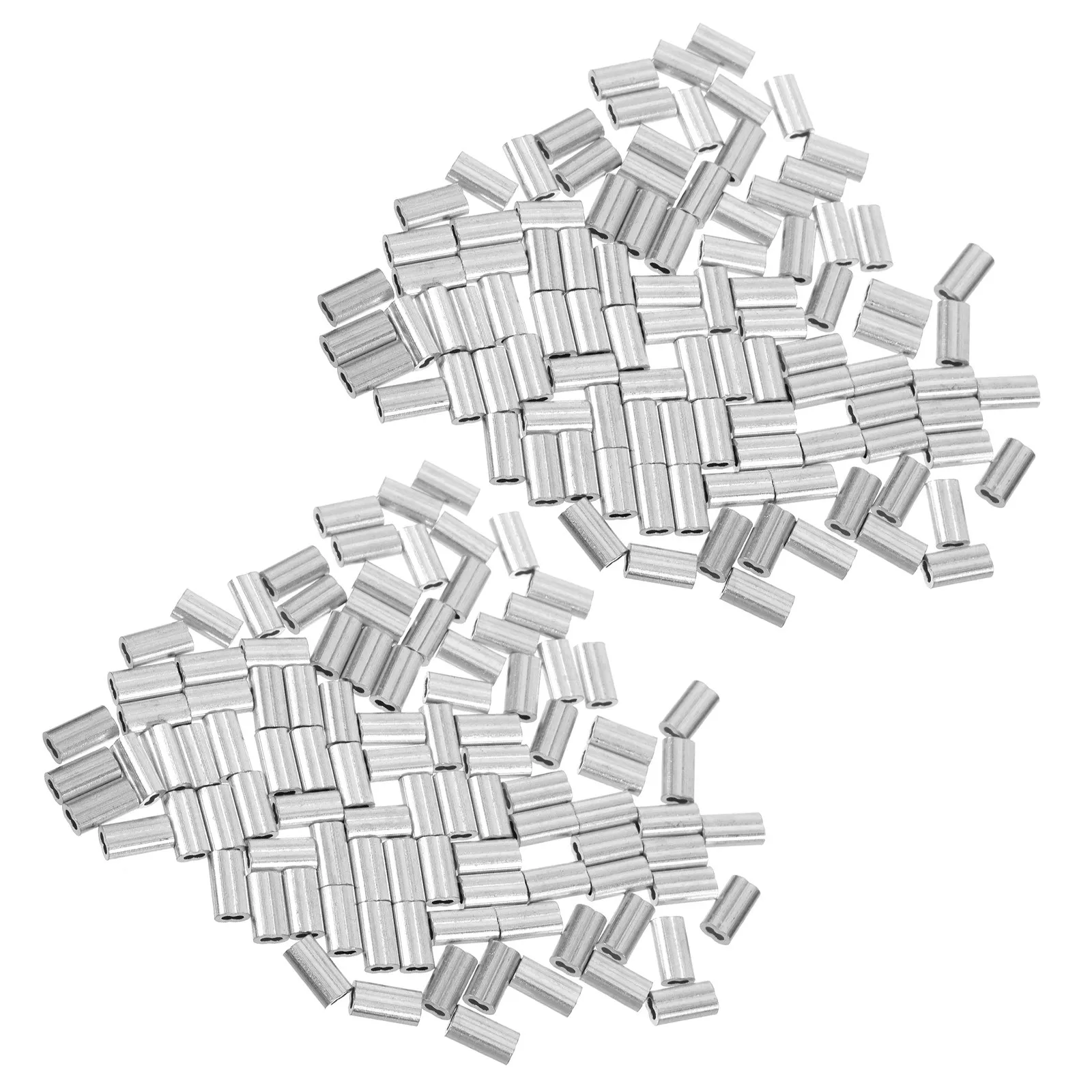 500Pcs Double Hole Aluminum Crimp Sleeves Stable Wire Rope Ferrules Metal Cable Loop Clamps for Marine Construction Industrial