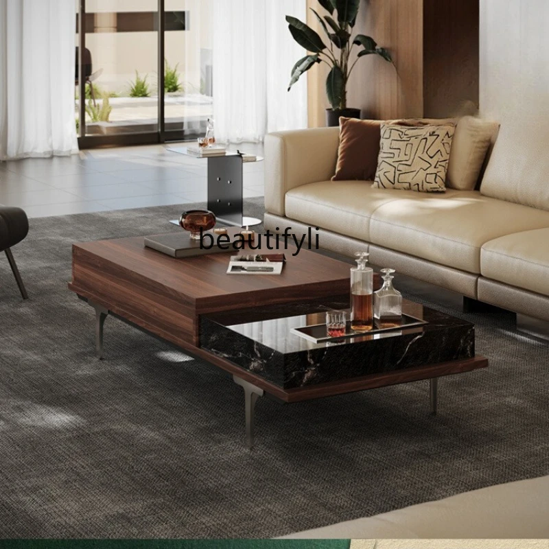 

Coffee table Italian minimalist light luxury small apartment living room square tea table advanced sense