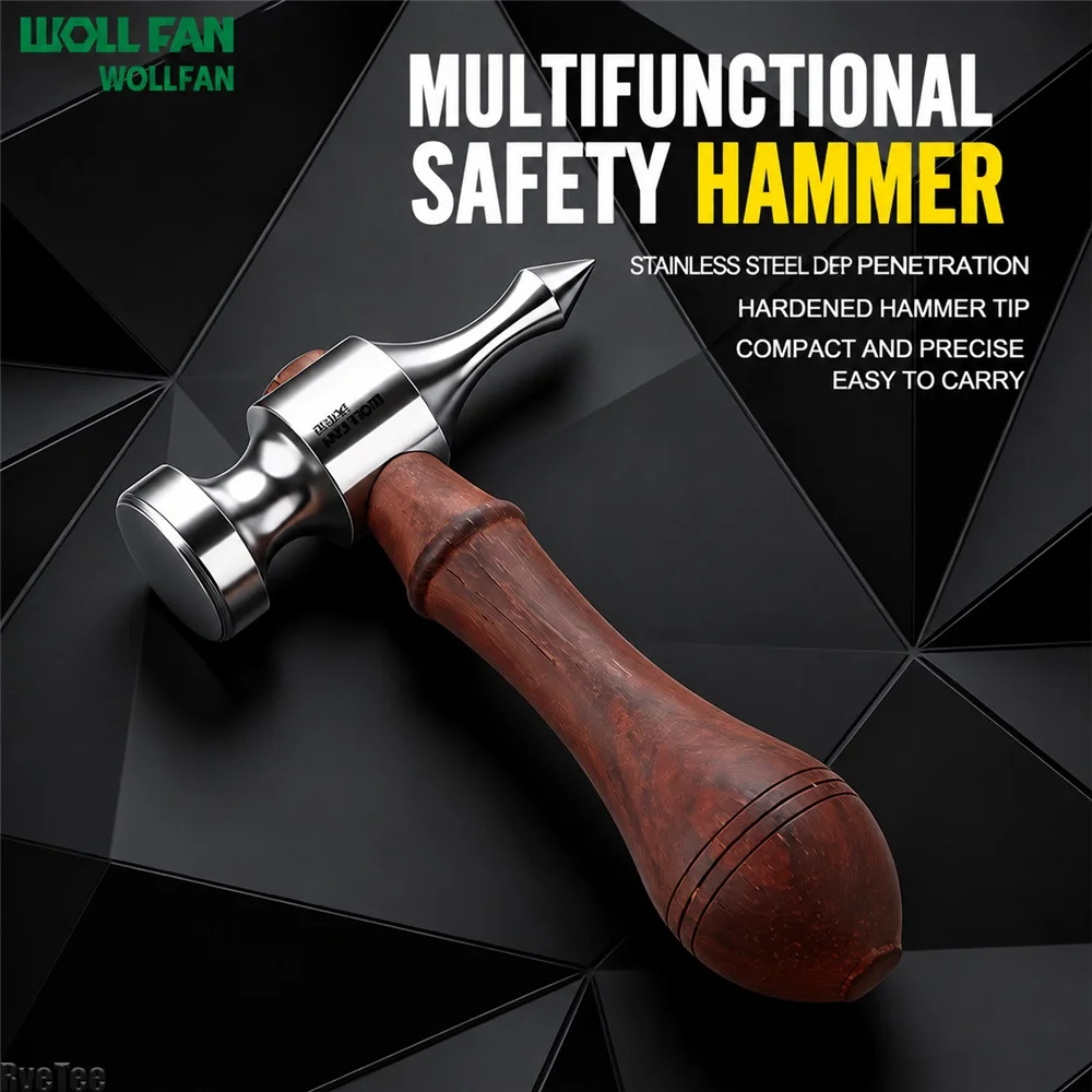 Stainless Steel Window Breaker Hammer Wooden Handle Car Safety Hammer Emergency Escape Tool Portable Vehicle Emergency Rescue To