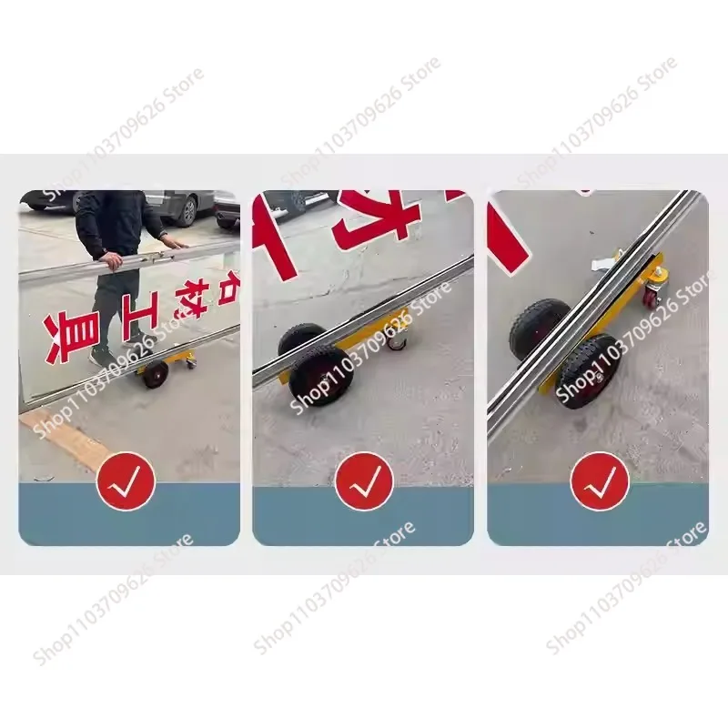 Dali stone handling push cart four-wheel loading truck heavy channel steel solid rubber universal wheel barrow tools